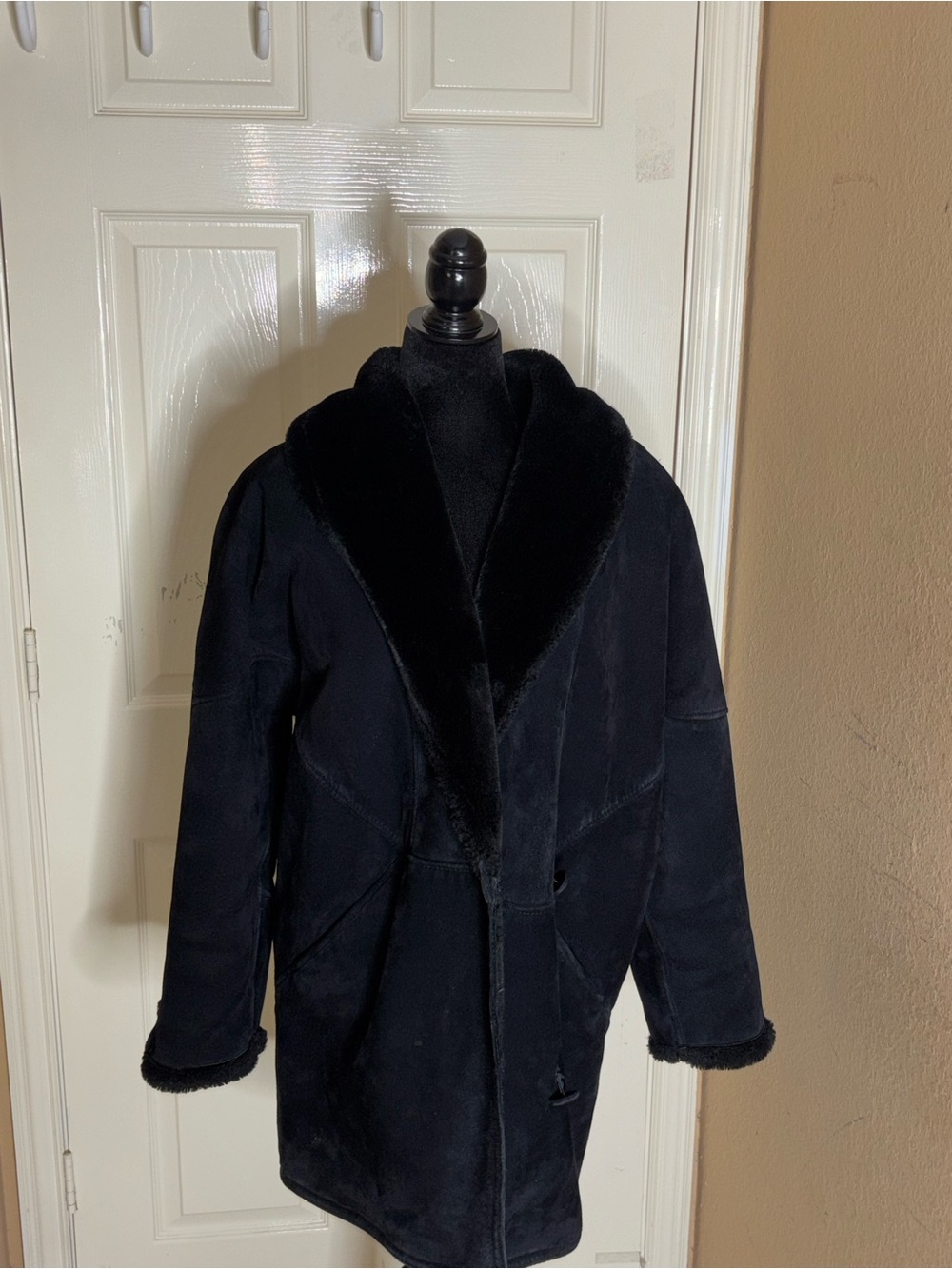 Vintage Steve by Searle Suede Faux Shearling Women’s Coat - Black Medium - Picture 5 of 8